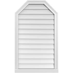 24" x 40" Octagonal Top Surface Mount PVC Gable Vent: Non-Functional with Brickmould Sill Frame