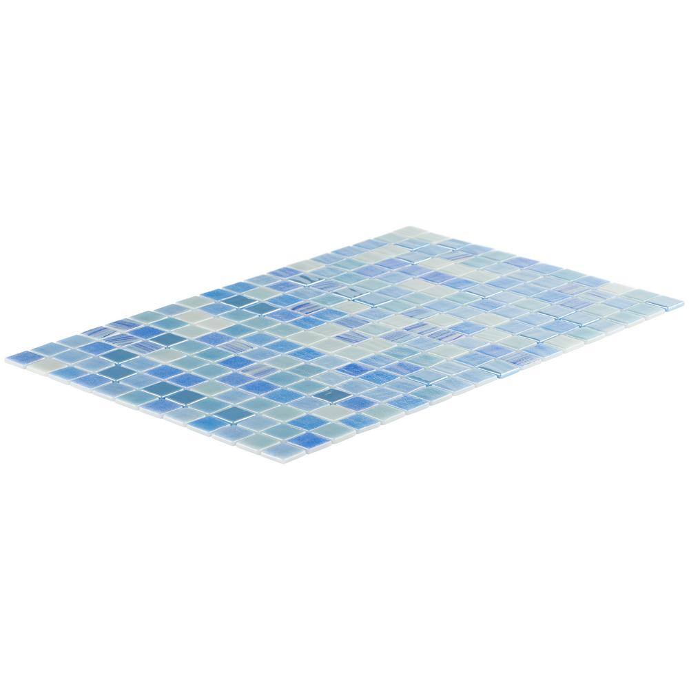 Whirlpool Blue Polished Glass Mosaic Tile Sheet