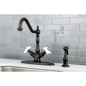Heritage 2-Handle Standard Kitchen Faucet with Side Sprayer in Oil Rubbed Bronze