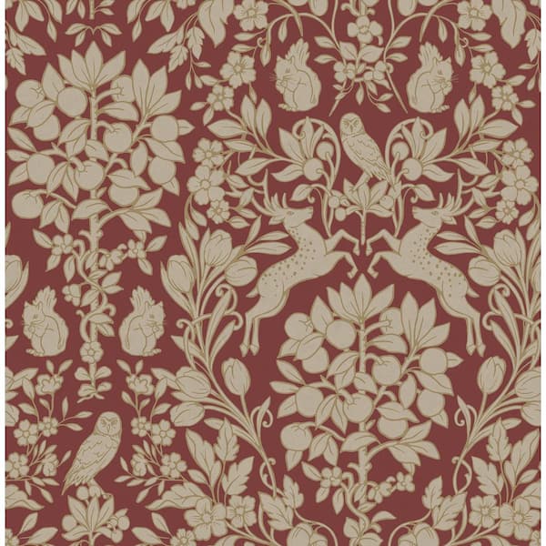 Brewster Home Fashions Richmond Maroon Floral Non Woven Wallpaper