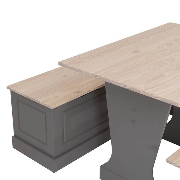 Linon Home Decor Rockhill Nook 3-Piece Square Gray and Maple