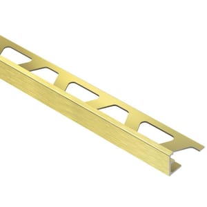 Schiene Brushed Brass Anodized Aluminum 3/8 in. x 8 ft. 2-1/2 in. Metal Tile Edging Trim