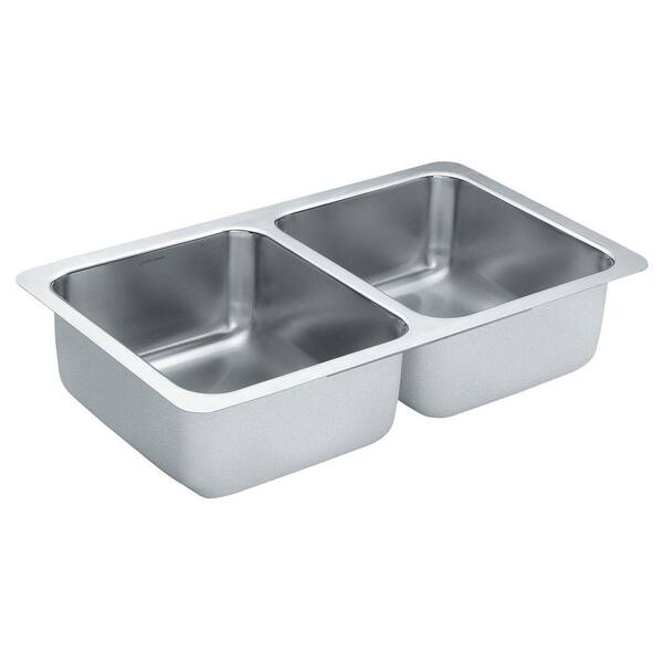 MOEN 1800 Series Undermount Stainless Steel 31.25 in. Double Bowl Kitchen Sink