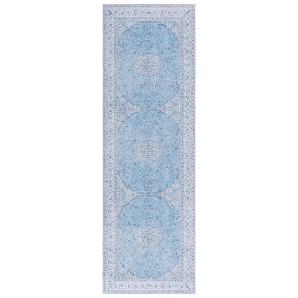 Tucson Blue/Gray 3 ft. x 8 ft. Machine Washable Border Floral Medallion Runner Rug price history on PriceWatchPro