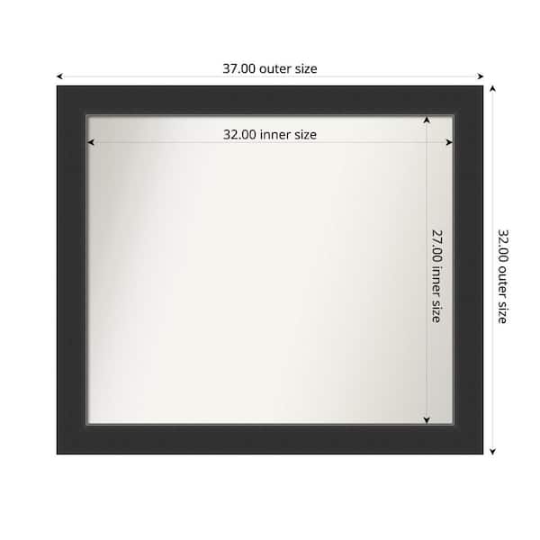 Amanti Art Corvino Black 37 in. x 32 in. Custom Non-Beveled Wood Framed Bathroom Vanity Wall Mirror