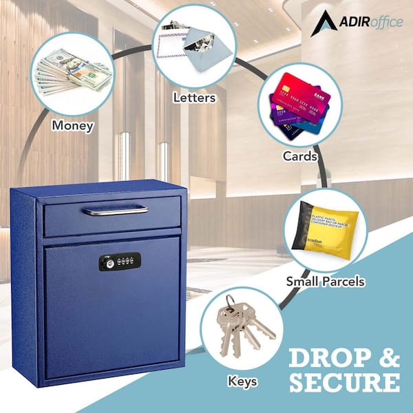 AdirOffice Medium Drop Box Wall Mounted Locking Mailbox with Key