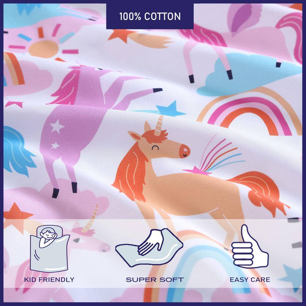 Pink Unicorn Print Twin Microfiber Sheet Set