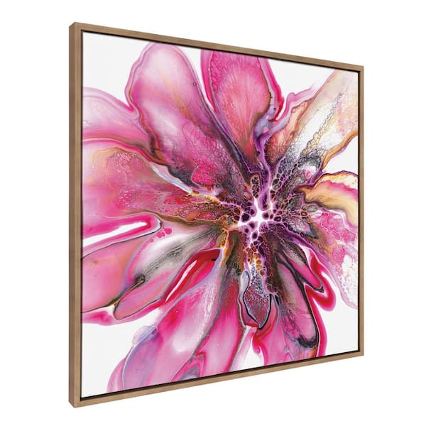 Kate and Laurel Bright Colorful Pink Floral in by Xizhou Xie, 1-Piece Framed Canvas Flowers Nature Art Print, 30 in. x 30 in.