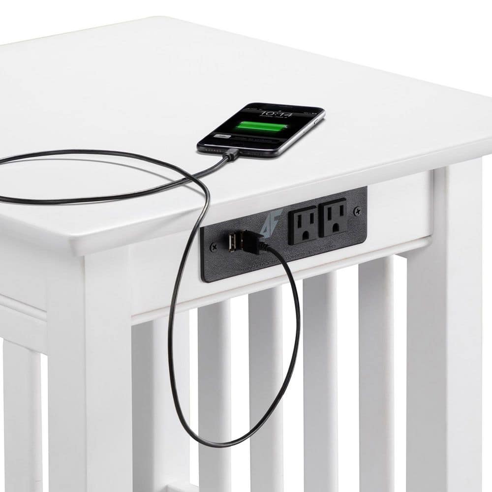 Mission Walnut End Table with Charging Station - thumbnail 6