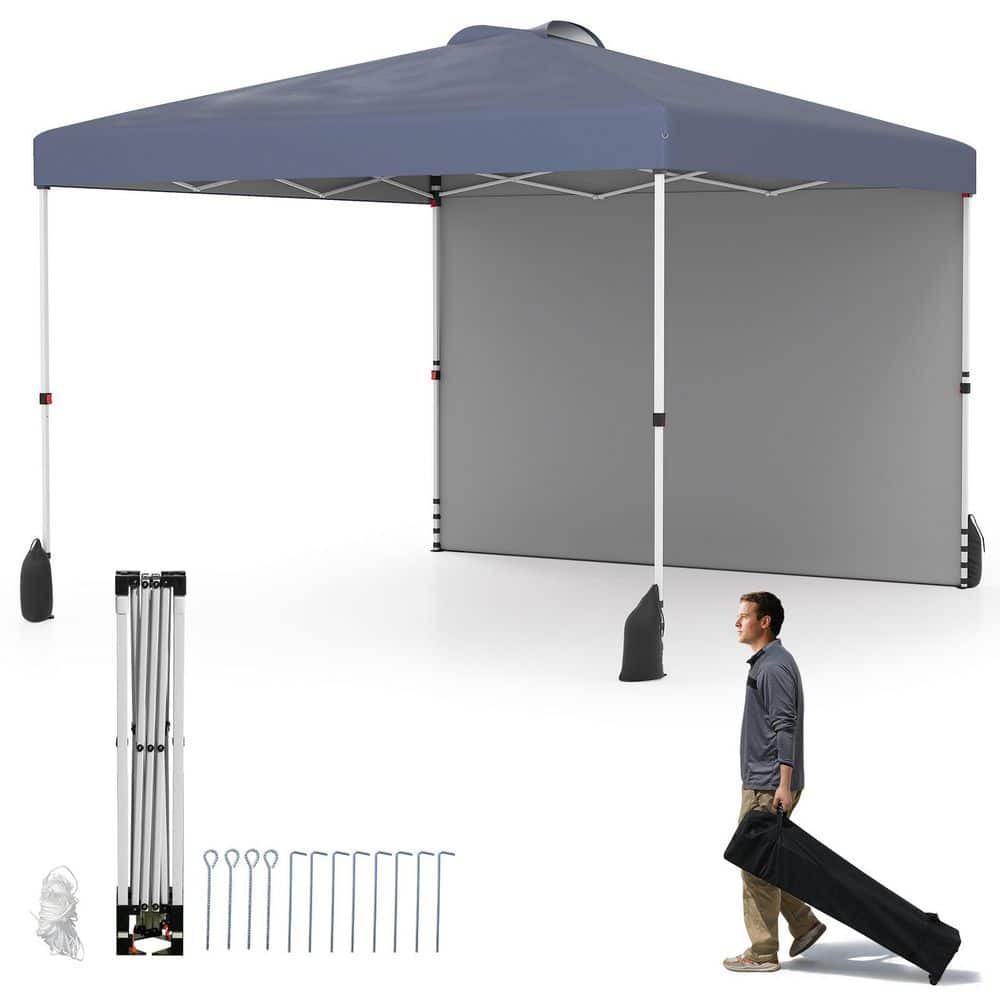10 ft. x 10 ft. Gray Pop up Canopy Tent with 1 Sidewall and Wheeled Bag price history on PriceWatchPro