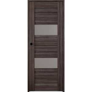 32 in. x 80 in. Vita Right-Hand Solid Core 2-Lite Frosted Glass Gray Oak Wood Composite Single Prehung Interior Door