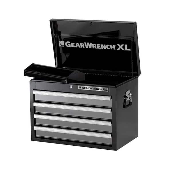 GEARWRENCH 26 in. 4-Drawer Top Chest in Black/Silver