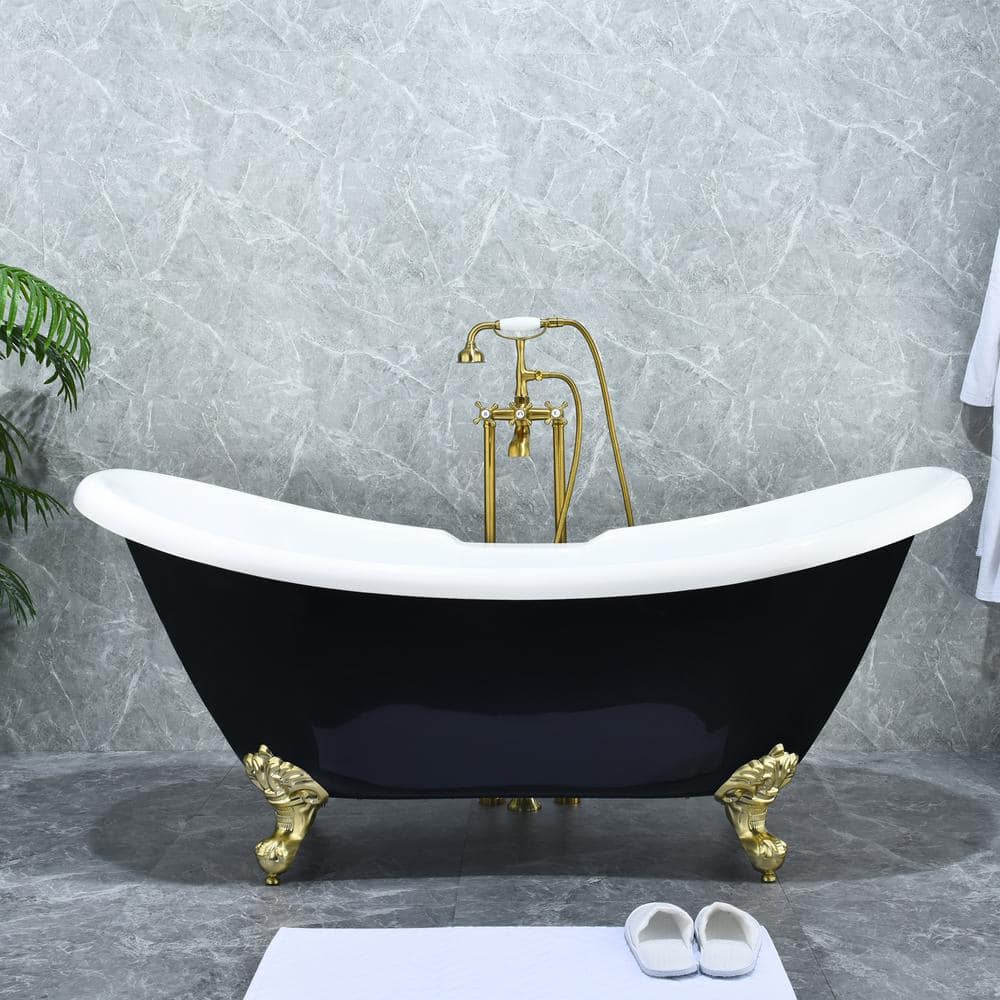 Brushed Gold Stainless Steel Freestanding Tub Faucet with Handshower