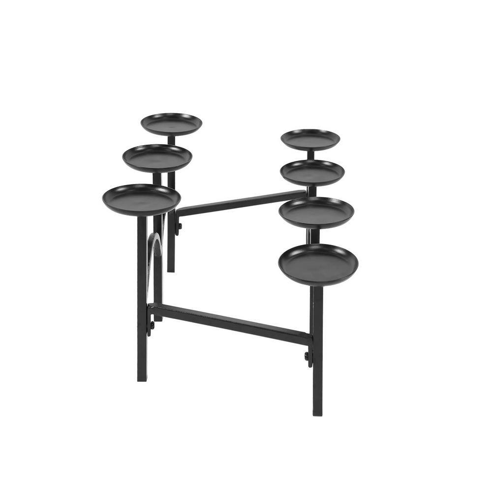 Elegant Two-Tier Wrought Iron Black Fireplace Candelabra