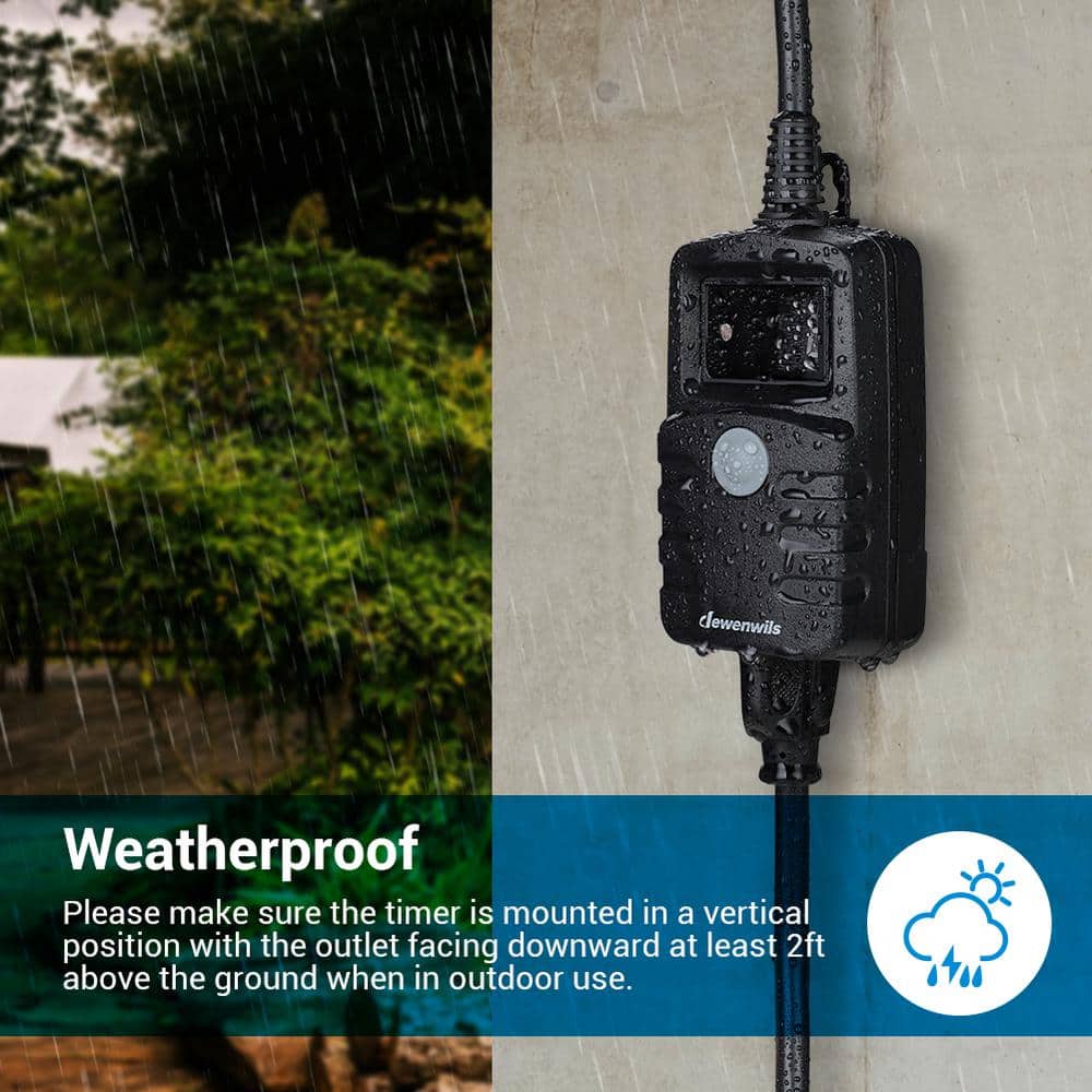 Black Outdoor Waterproof Light Timer with Photocell Sensor