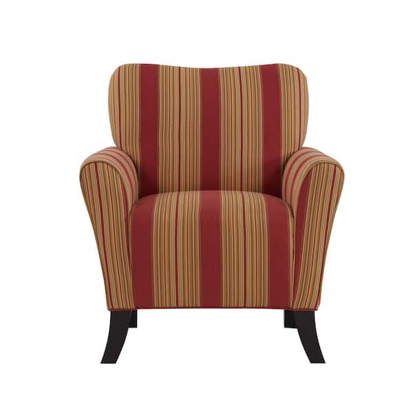 Handy Living Sasha Crimson Red Stripe Flared Arm Chair