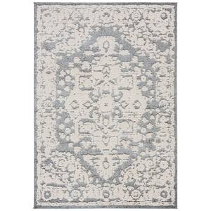 Martha Stewart Lucia Shag White/Light Gray 3 ft. x 4 ft. Abstract High-Low Area Rug