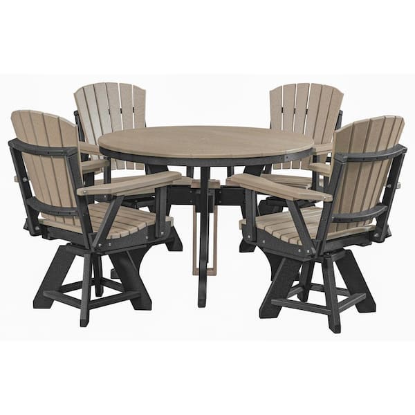 Adirondack Black Frame 5-Piece High Density Plastic Round Dining Height Outdoor Dining Set