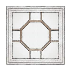 48 in. W x 48 in. H Antique Style Decorative Square Wall Mirror with Mirrored Frame, Wall Decor for Living Room Entryway