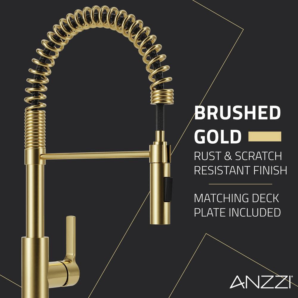 Brushed Gold Stainless Steel Touchless Pull-Down Kitchen Faucet