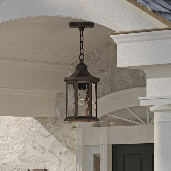 Edition Collection 1-Light Antique Bronze Water Glass Traditional Outdoor Hanging Lantern Light