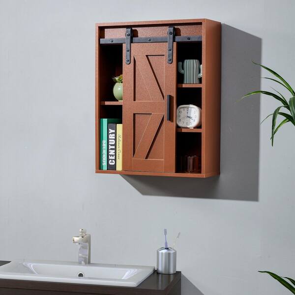 Costway Wall Mount Bathroom Cabinet Wooden Medicine Cabinet Storage  Organizer Espresso 