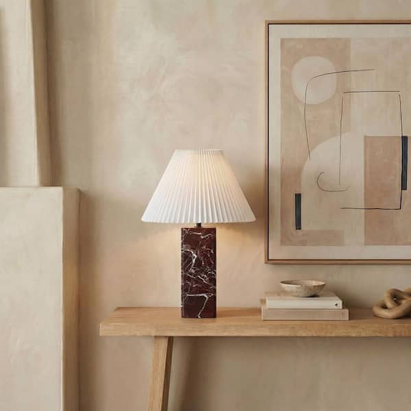 Mackenzie 25 in. Maroon/White Table Lamp for Living Room