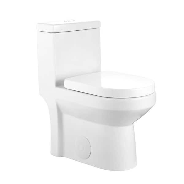 Liberty 10 in. Rough In 1-Piece 1.1/1.6 GPF Dual Flush Round Toilet in White Seat Included