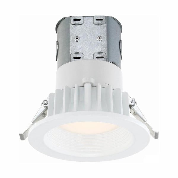 Commercial Electric Easy-Up 4 in. White Baffle Integrated LED Recessed Kit at 91 CRI, 3500K, Cool White