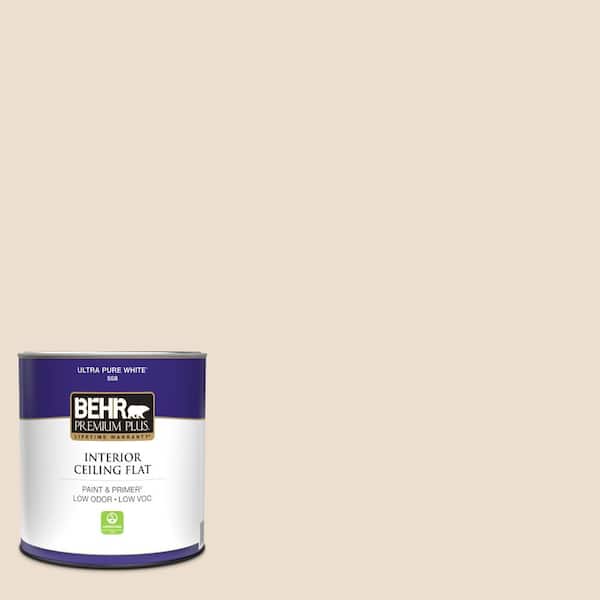 BEHR PREMIUM PLUS 1 qt. #W-F-120 Natural Linen Ceiling Flat Interior Paint