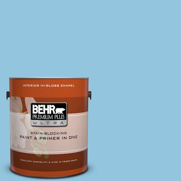 BEHR Premium Plus Ultra 1 gal. #550D-4 Caribbean Coast Hi-Gloss Enamel Interior Paint and Primer in One