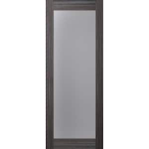 Paola 207 18 in. x 96 in. No Bore Full Lite Frosted Glass Gray Oak Wood Composite Core Interior Door Slab