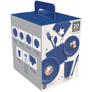 Bright Royal Blue Tableware Kit for 20 Guests (222-Pieces)