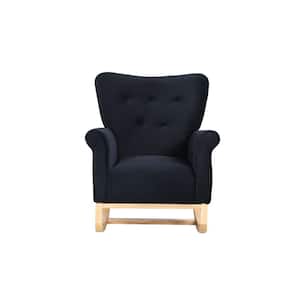 Modern Black Button Tufted Velvet Upholstered Rocking Chairs with Wood Base