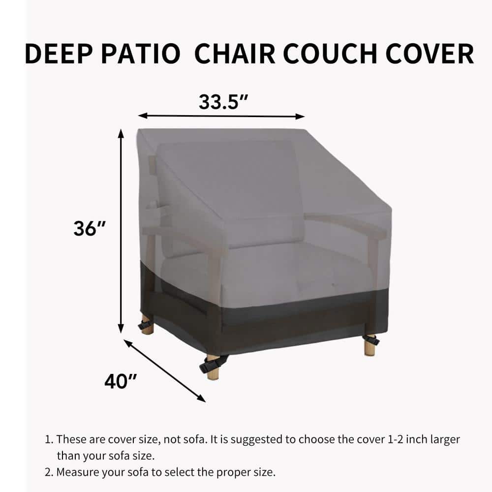 Gray and Black Waterproof Heavy Duty Outdoor Chair Cover