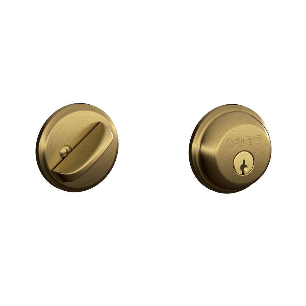 Schlage MAXIMUM Security Deadbolt Lock System Antique Brass B360n 609 W/keys for sale online