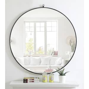 Large Round Black Modern Mirror (42 in. H x 42 in. W)