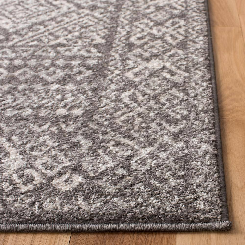Hand-Knotted Dark Grey and Ivory Synthetic Area Rug, 8' x 10'