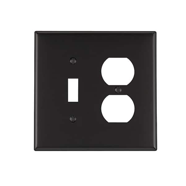Leviton Black 2-Gang 1-Toggle/1-Duplex Wall Plate (1-Pack)