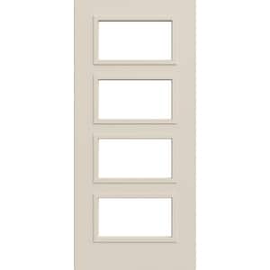 36 in. x 80 in. 4 Lite Equal Right-Hand/Inswing Clear Glass Primed Steel Front Door Slab
