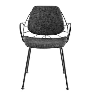Amelia Black Fabric Cushioned Arm Chair (Set of 2)