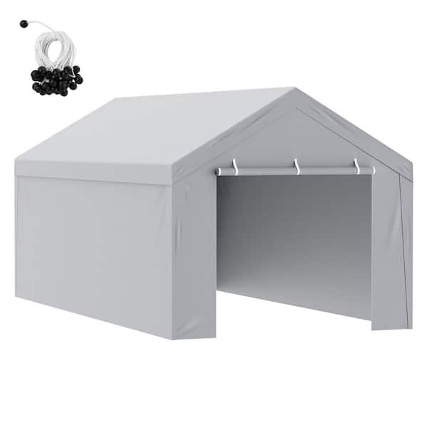 10 x 20 ft. Carport Replacement Canopy Cover (Top + Side Wall), White, Heavy-Duty, Waterproof & UV Protected