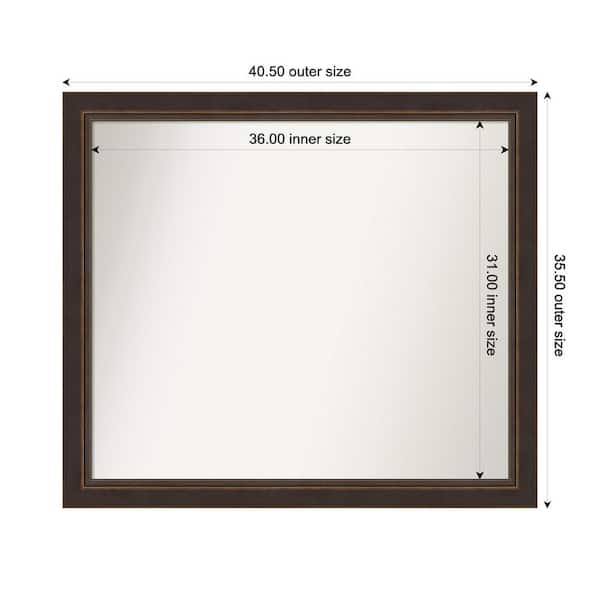 Lara Bronze 40.5 in. W x 35.5 in. H Custom Non-Beveled Wood Framed Bathroom Vanity Wall Mirror