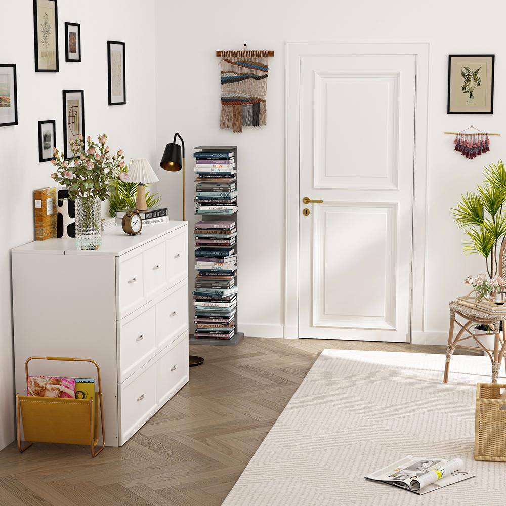 White Wooden 55.1 in. W Chest of Drawers, Can Convertible to Full Size Bed with USB Charging Station and Wheels - thumbnail 10