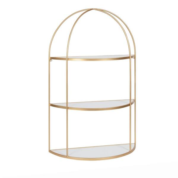 Metal Corner Rack with Brown Decorative Arch & Folding Wood-Top