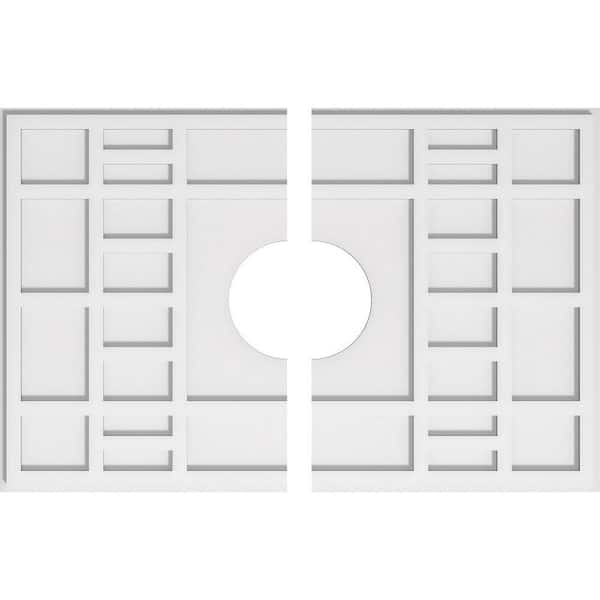 Ekena Millwork 34 in. W x 22-5/8 in. H x 7 in. ID x 1 in. P Beaux Architectural Grade PVC Contemporary Ceiling Medallion (2-Piece)