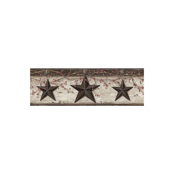 Chesapeake Graham Cream Rustic Star Trail Black Wallpaper Border Sample