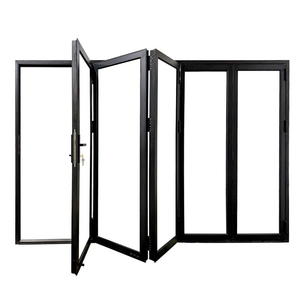 TEZA DOORS Teza 88 Series 144 in. x 80 in. Matte Black Left to