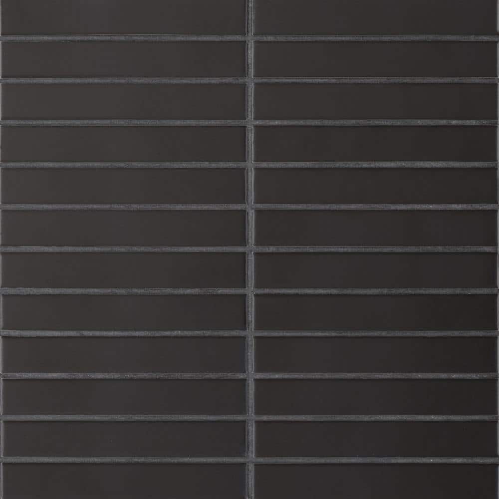 Sample-Le Cafe 4 in. x 5 in. Matte Black Porcelain Mosaic Subway Tile price history on PriceWatchPro