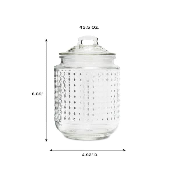 Clear Glass Round Apothecary Jar Cookie Canister Poinsettia Holiday